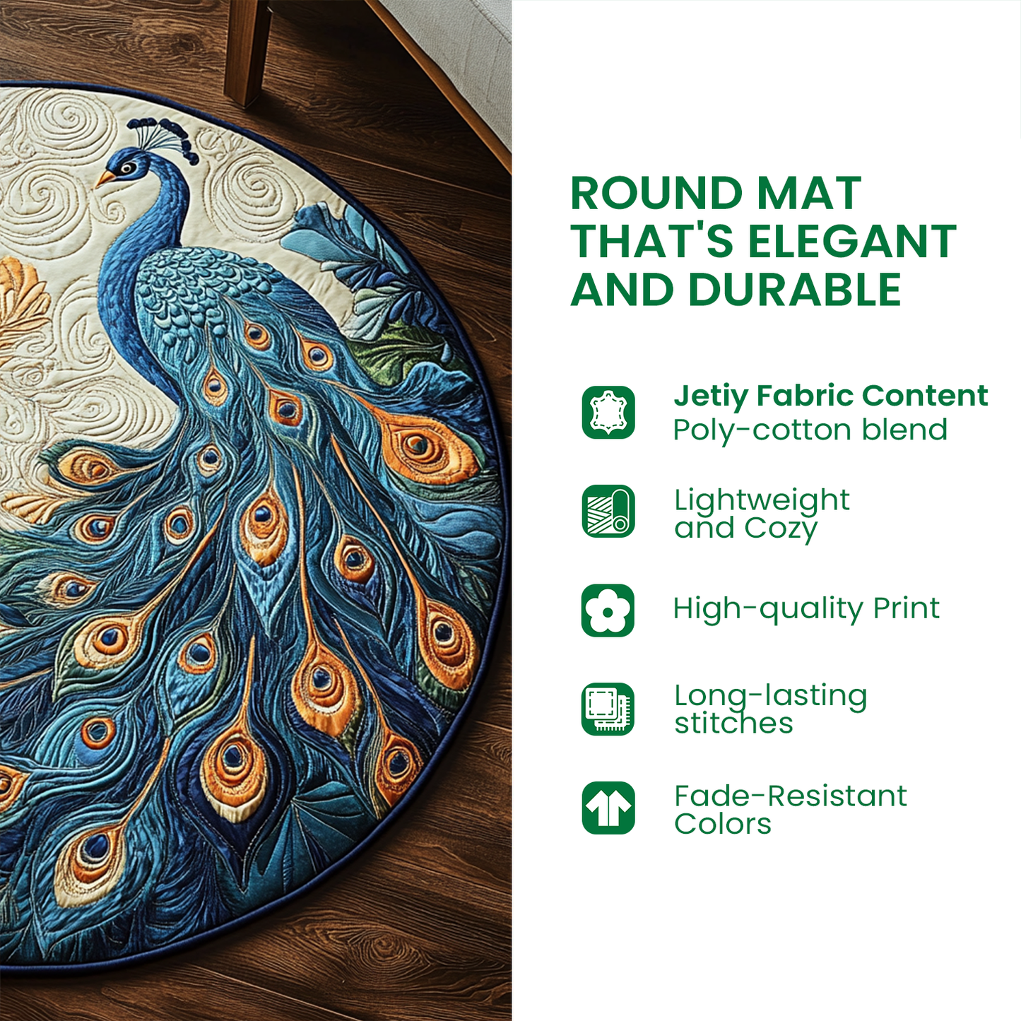 Mystical Blue Spiral Watcher Dragon Round Mat – Enchant Your Space