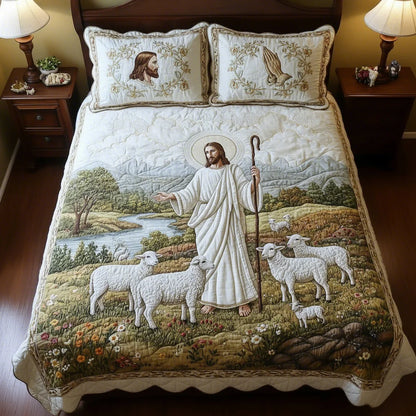 Faith Embrace 3-Piece Quilted Bedding Set - The Good Shepherd