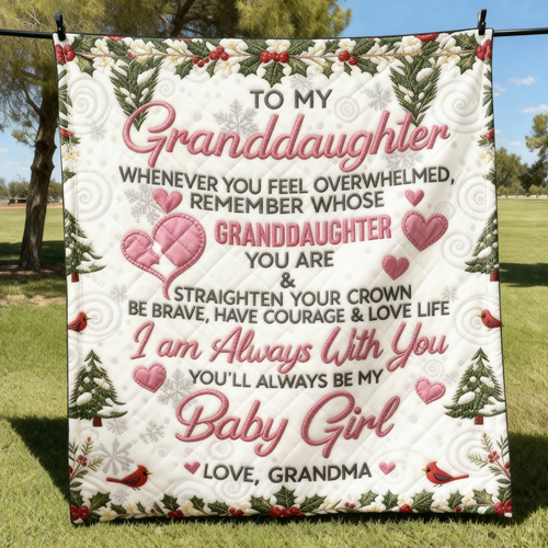 To My Granddaughter Quilted Blanket - Gift from Grandma with Love