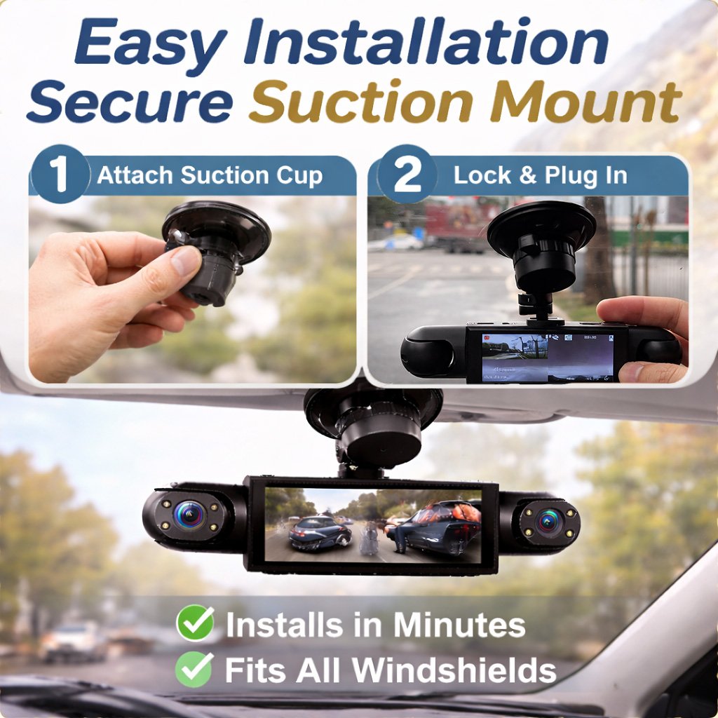 🚗4-Channel 1080P Dash Camera with Night Vision