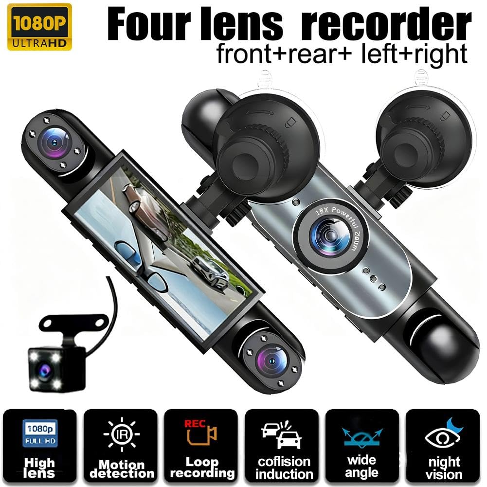 🚗4-Channel 1080P Dash Camera with Night Vision