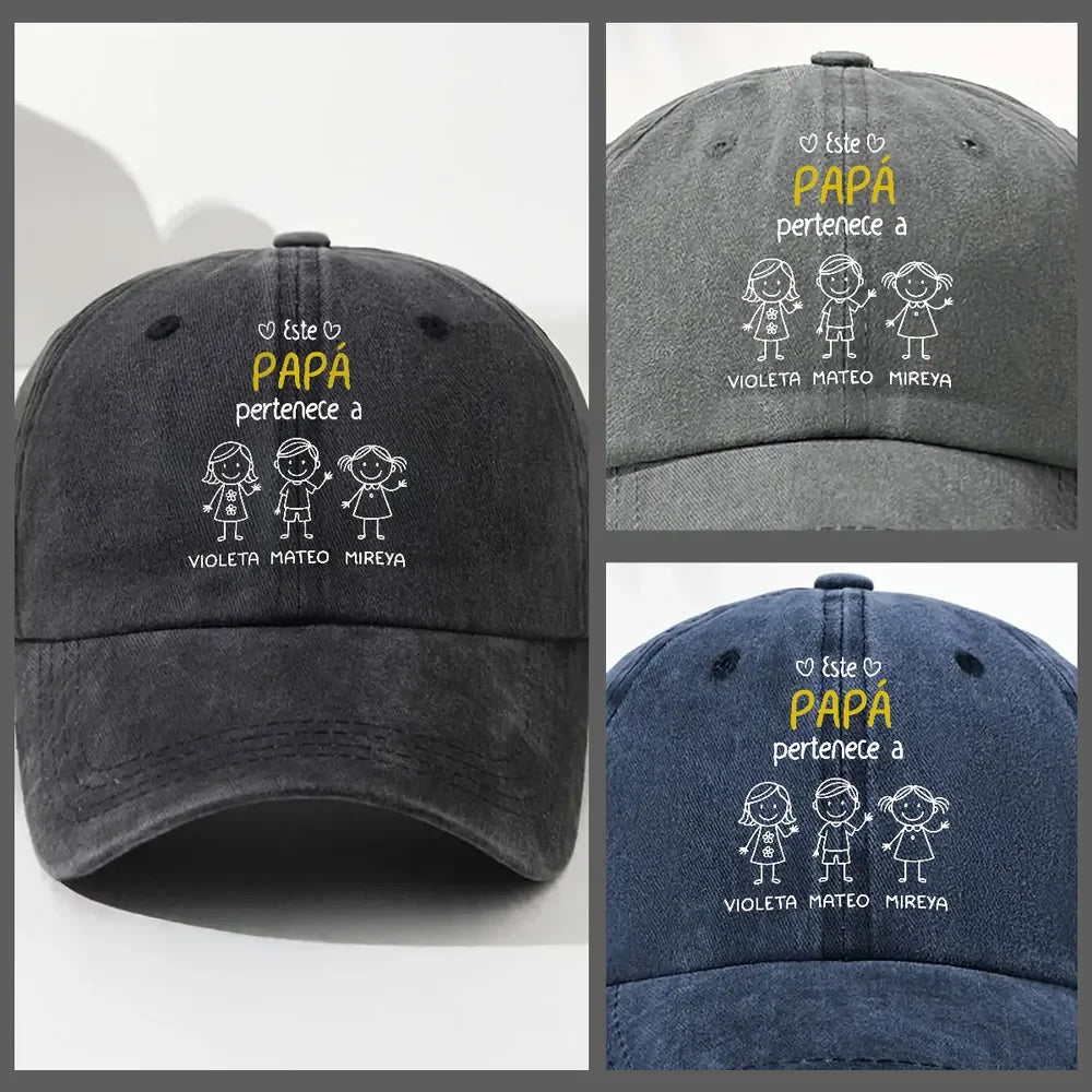 Personalized Vintage Washed Denim Cap – This Hat Belongs to Grandpa / Dad