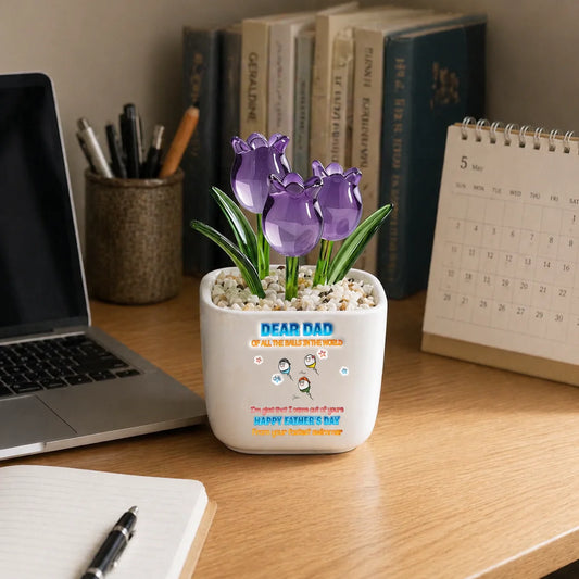 Thanks For Bringing Us Into The World  -Personalized Custom Glass Everlasting Tulips