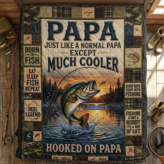 Hooked On Papa Forever Blanket - Personalized Gifts For Dad