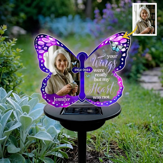 Custom Photo Your Wings Were Ready - Personalized Custom Solar Light