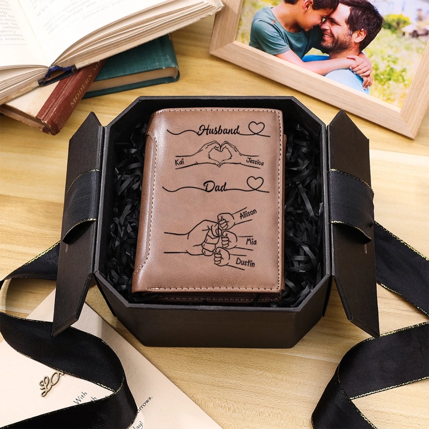 Personalized Dad Wallet with Custom 3-8 Names -_yyt