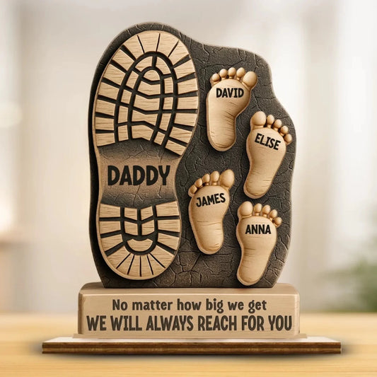 Your Footsteps Led Our Way — Personalized Wooden Plaque Gift for Dad & Grandpa