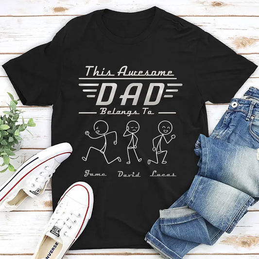 Custom Shirt - Personalized Funny Dad Shirt With Kids Names Stick Figure Father's Day Gift For Him