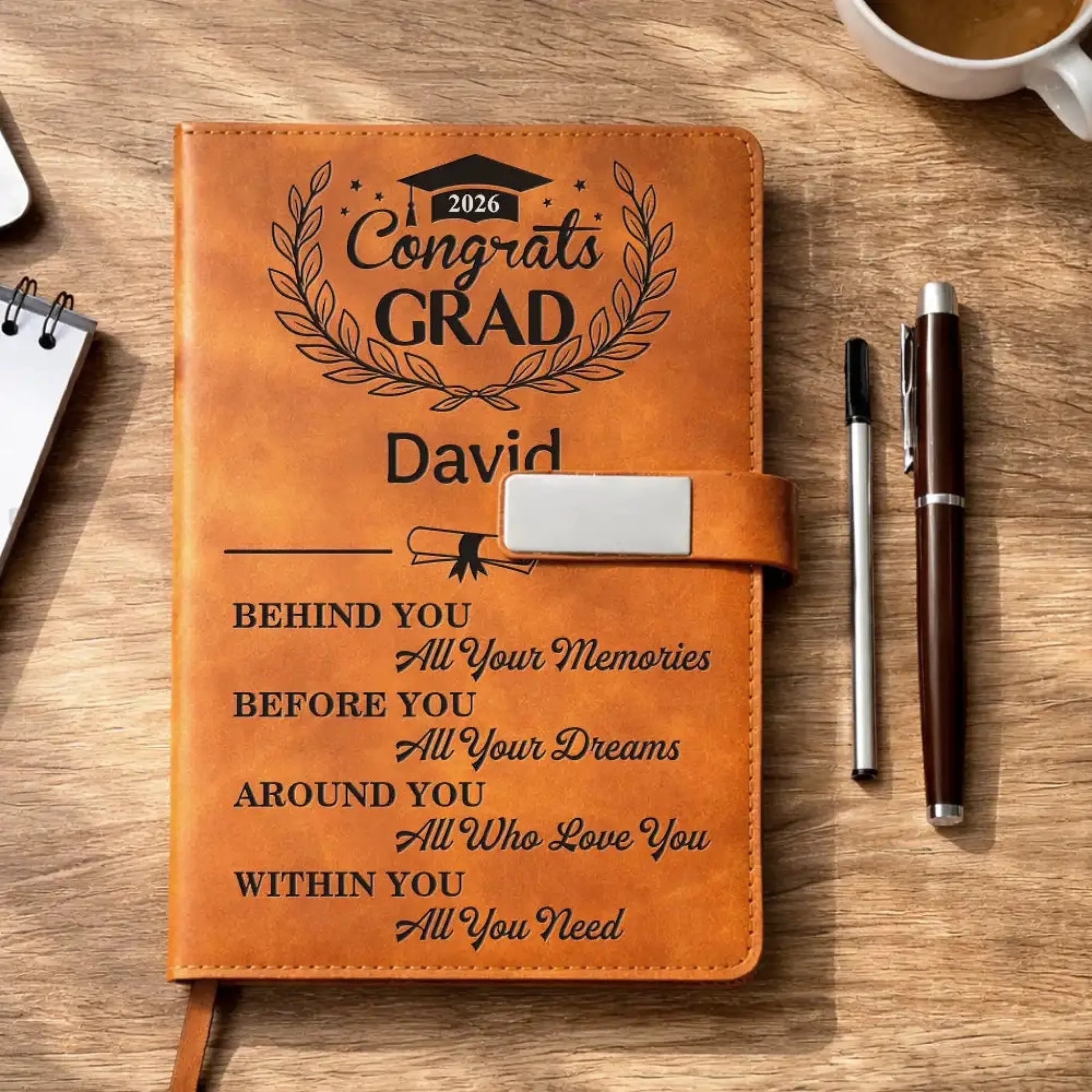 Congrats Grad Personalized Leather Notebook Set (1)