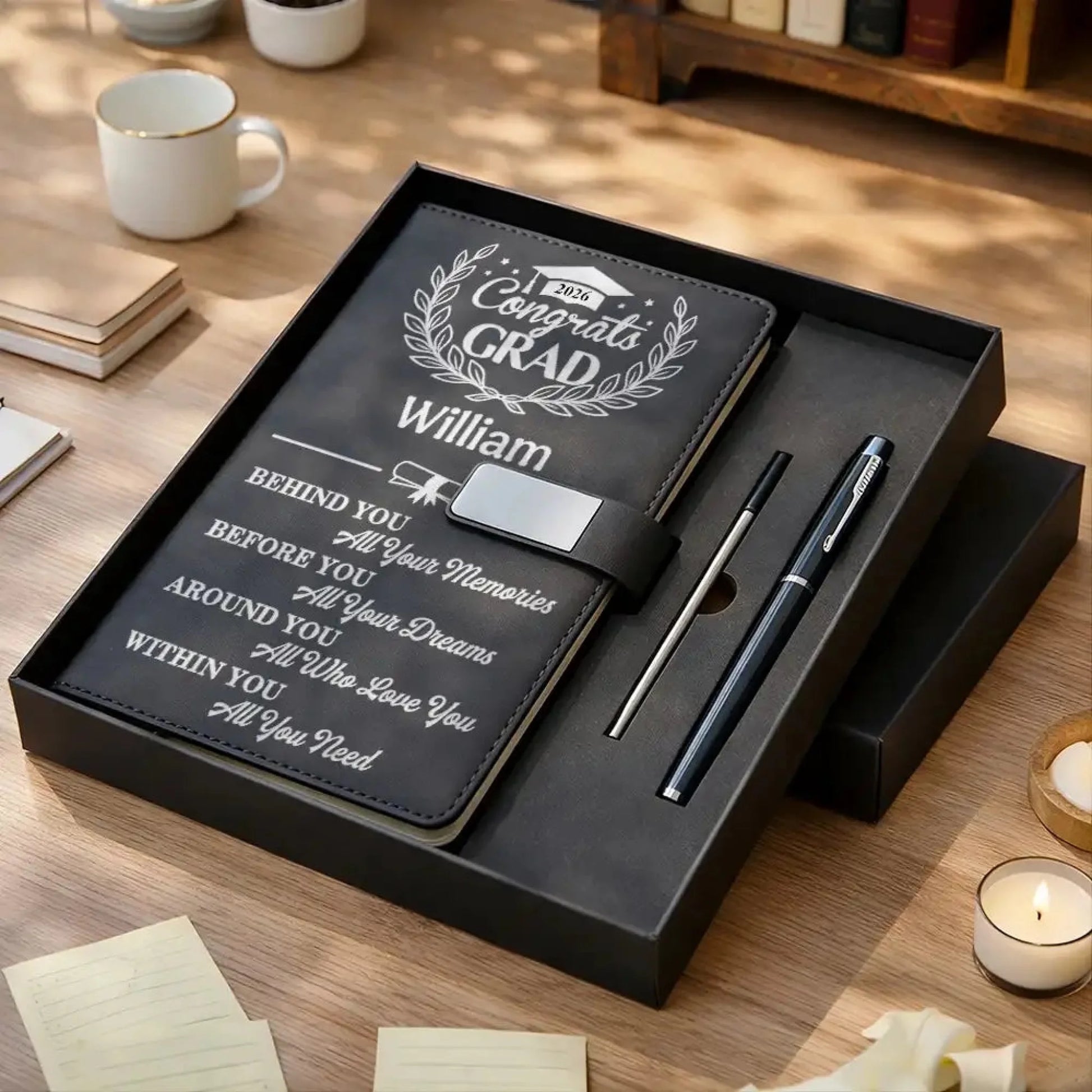 Congrats Grad Personalized Leather Notebook Set (2)
