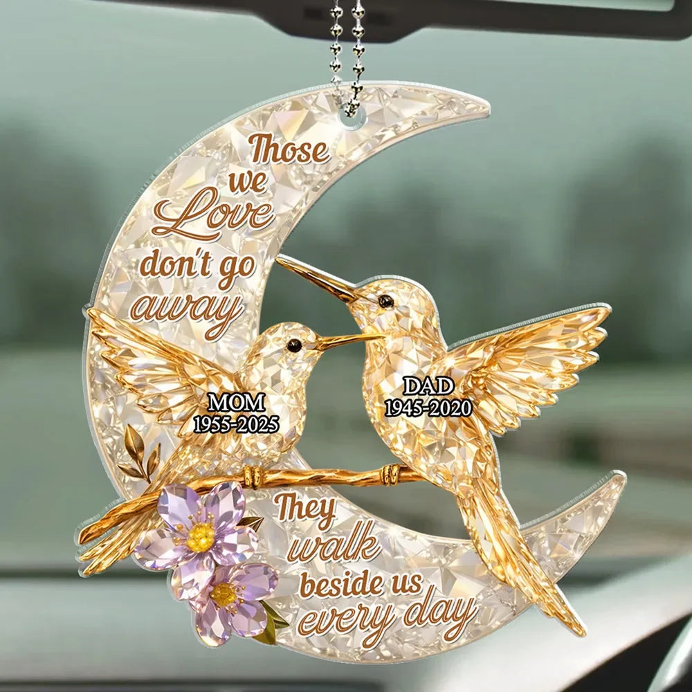 Custom Car Ornament-Personalized Sympathy Gift For Family Members-They Never Go Away Golden Ver