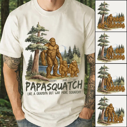Custom T-Shirt - Personalized Dadsquatch Like A Dad Just Way More Squatchy Vintage Shirt With Kids Names