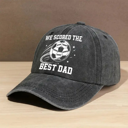 Custom Vintage Washed Denim Cap-Personalized Father's Day Birthday Gifts For Dad, Grandpa-Soccer Daddy