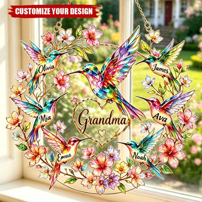 Personalized Hummingbird Grandma Suncatcher_ Custom Family_yythkg (1)