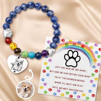 Custom Photo Rainbow Bridge Bracelet - Personalized Pet Memorial Sympathy Gifts For Dogs, Cats - Always In My Heart