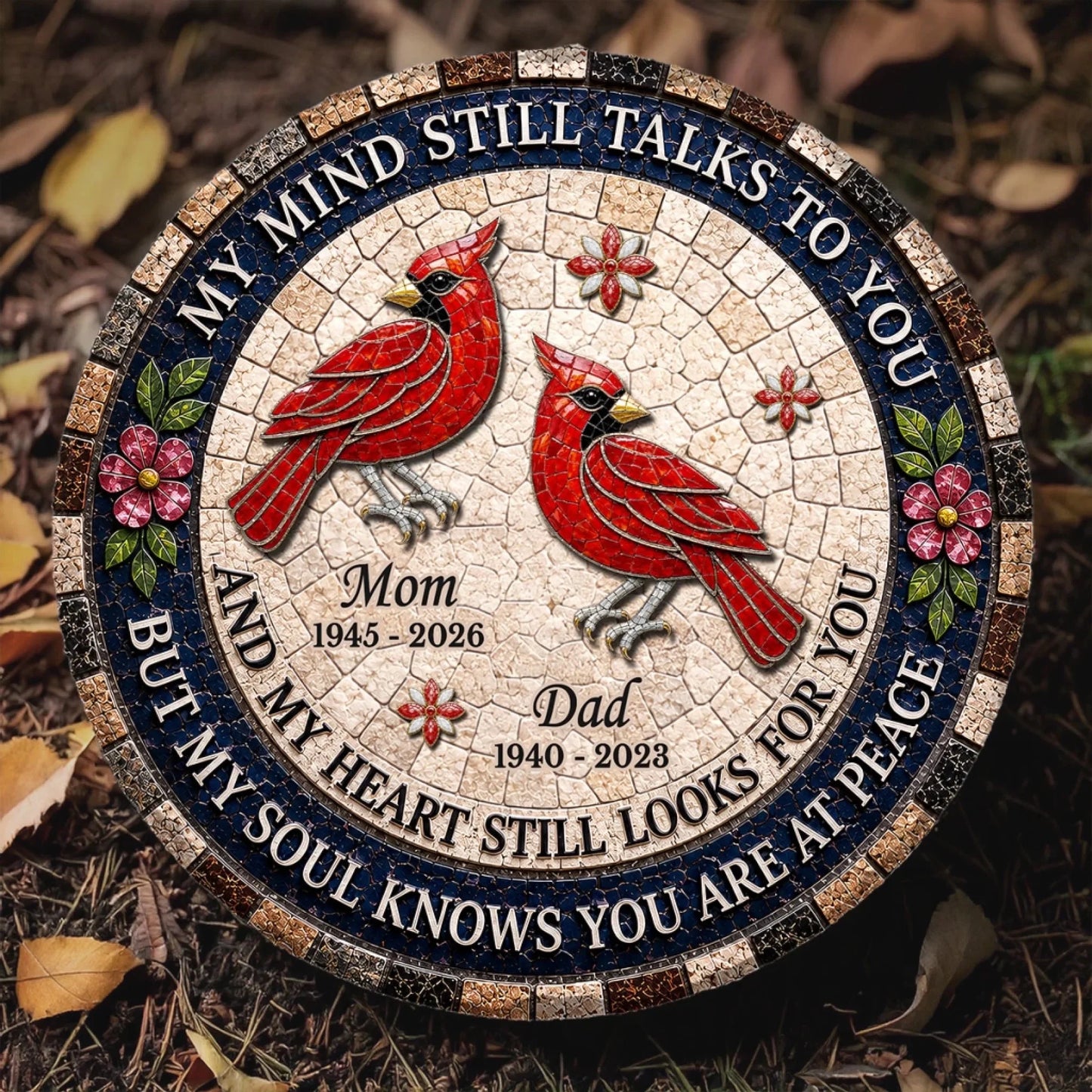 Custom Round Shaped Stone With Stand - Personalized Memorial Sympathy Gifts For Loss Of Mom, Dad - Forever In Loving Memory