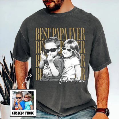 Custom Photo Unisex T-shirt-Personalized Fathers Day Shirt With Kids Photo, Funny Dad Shirt, Best Dad Ever Shirt, Dad Christmas Gift