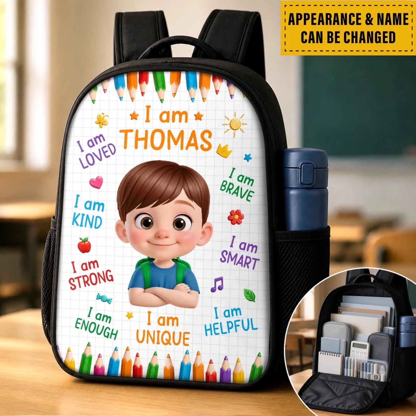 Custom Kids Front Printed Backpack - Personalized Back To School Gifts For Kids - I Am Strong