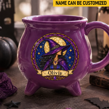 Custom Witchy Cauldron Coffee Mug - Personalized Halloween Gifts For Witch, Wife, Daughter, Besties, Sisters, Granddaughter, Grandma, Mom, Yourself - Moonlit Witch Vibes