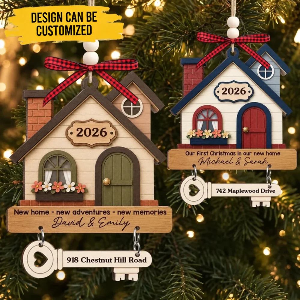 Custom New Home Wooden Ornament With Tag - Personalized Anniversary Christmas Wedding Gifts For Husband And Wife, Him And Her - Where New Memories Begin
