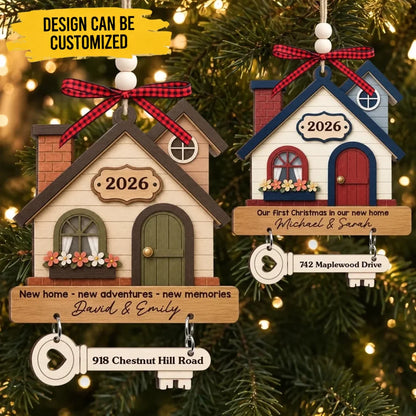 Custom New Home Wooden Ornament With Tag - Personalized Anniversary Christmas Wedding Gifts For Husband And Wife, Him And Her - Where New Memories Begin