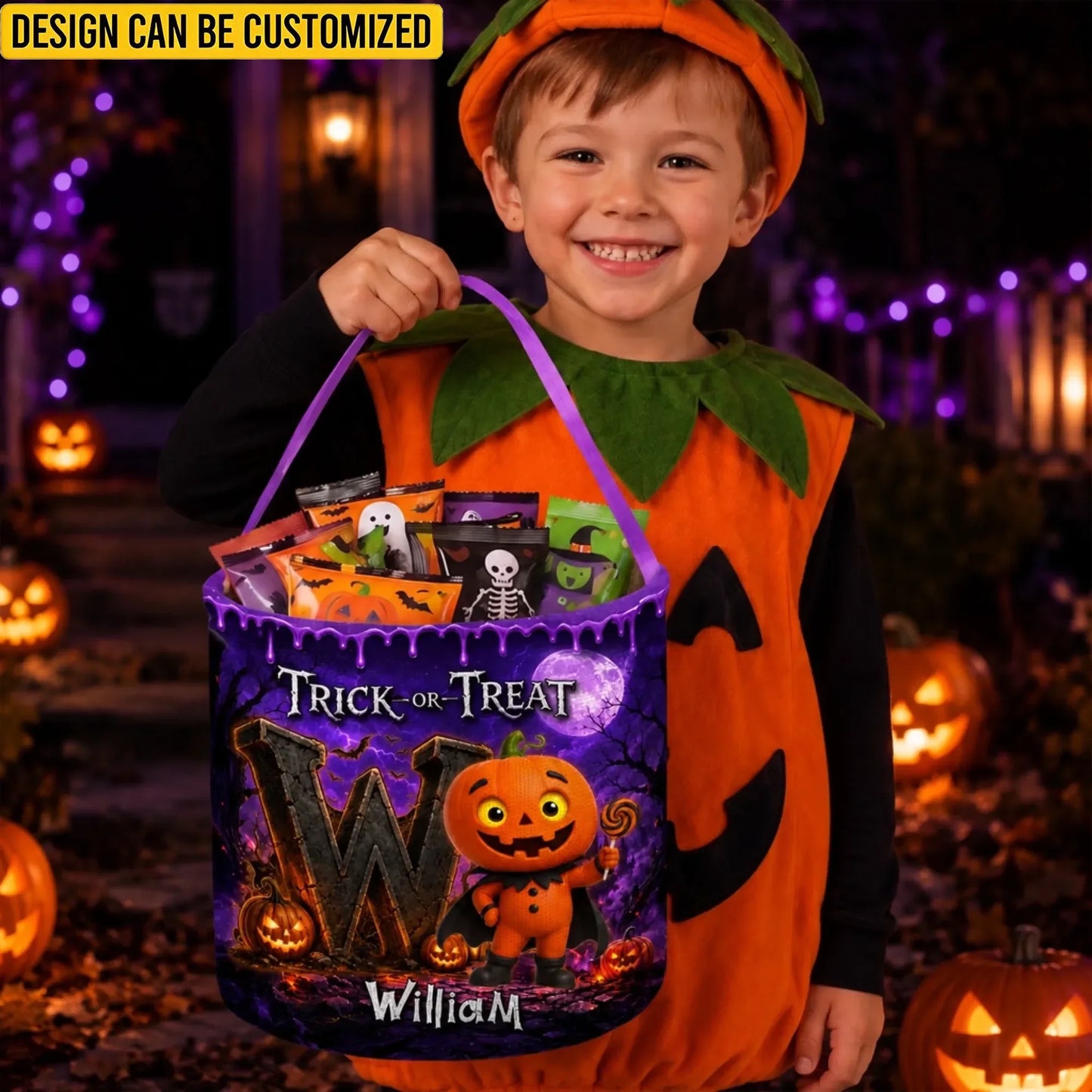 Custom Candy Basket - Personalized Halloween Birthday Gifts For Kids - Trick Or Treat Magic