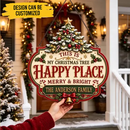 🎅Personalized Christmas Happy Place Sign | Custom Family Name