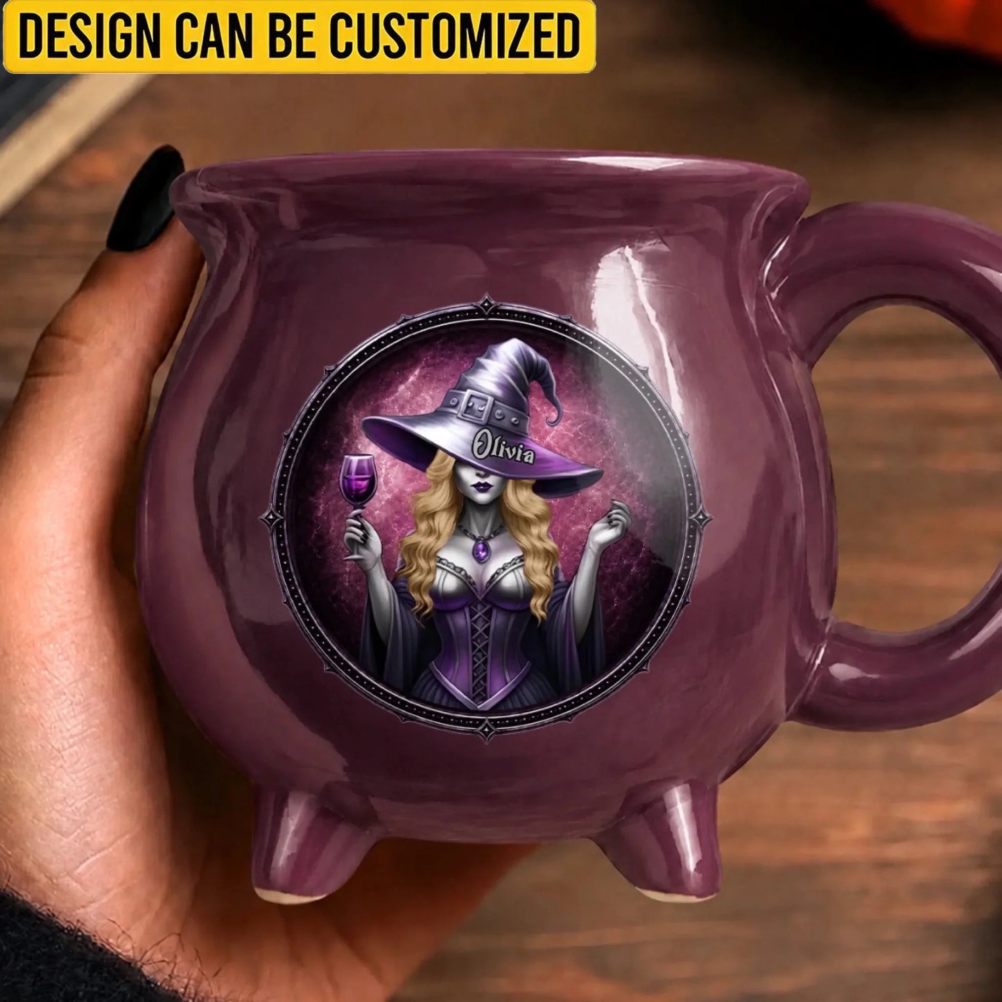 Custom Witchy Cauldron Coffee Mug - Personalized Halloween Gifts For Witch, Wife, Daughter, Besties, Sisters, Granddaughter, Grandma, Mom, Yourself - Starry Night, Witchy Mind