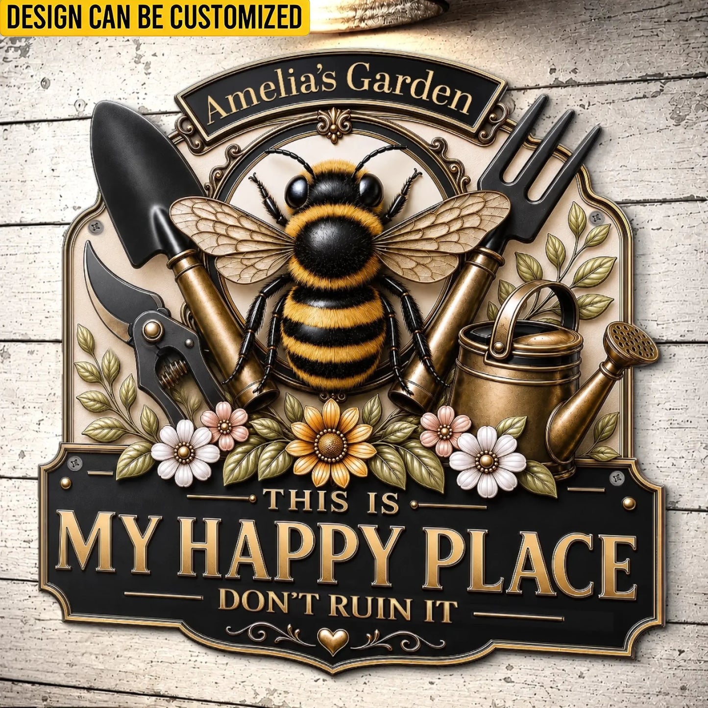 Custom Shaped Metal Sign - Personalized Birthday Garden Gifts For Gardeners - Bloom Where You Are Planted
