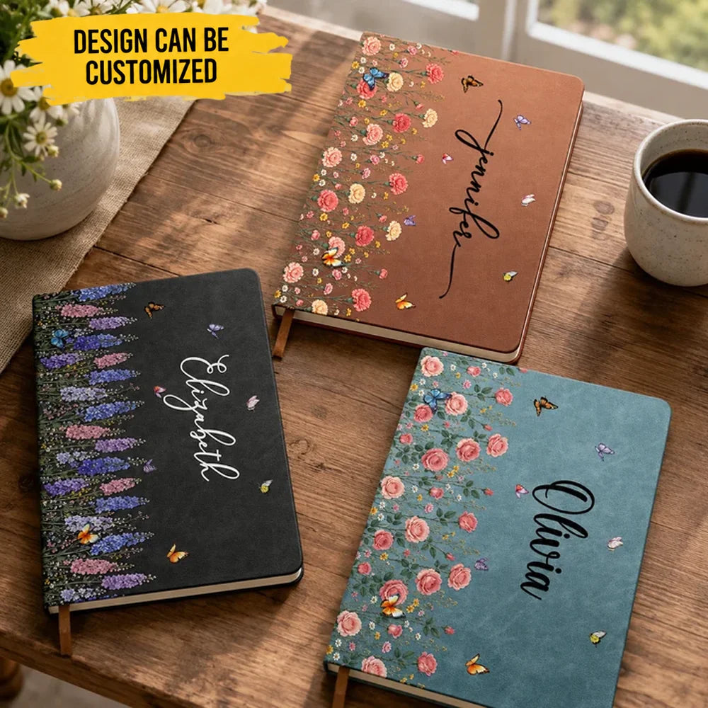 Custom Name & Birth Flower For Her, Coworkers, Daughter, Friends - Personalized Journal