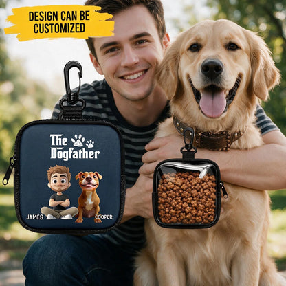 Custom Portable Dog Treat Pouch - Personalized The Dogfather Custom Owner Dog Name Breed Treat Bag - For Dog Dad & Pet Lover Gifts