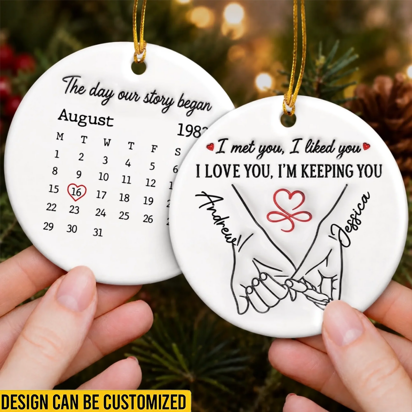 Custom Double-Sided Ceramic Ornament - Personalized Anniversary Wedding Gifts For Husband And Wife, Him And Her - Where Our Love Story First Began
