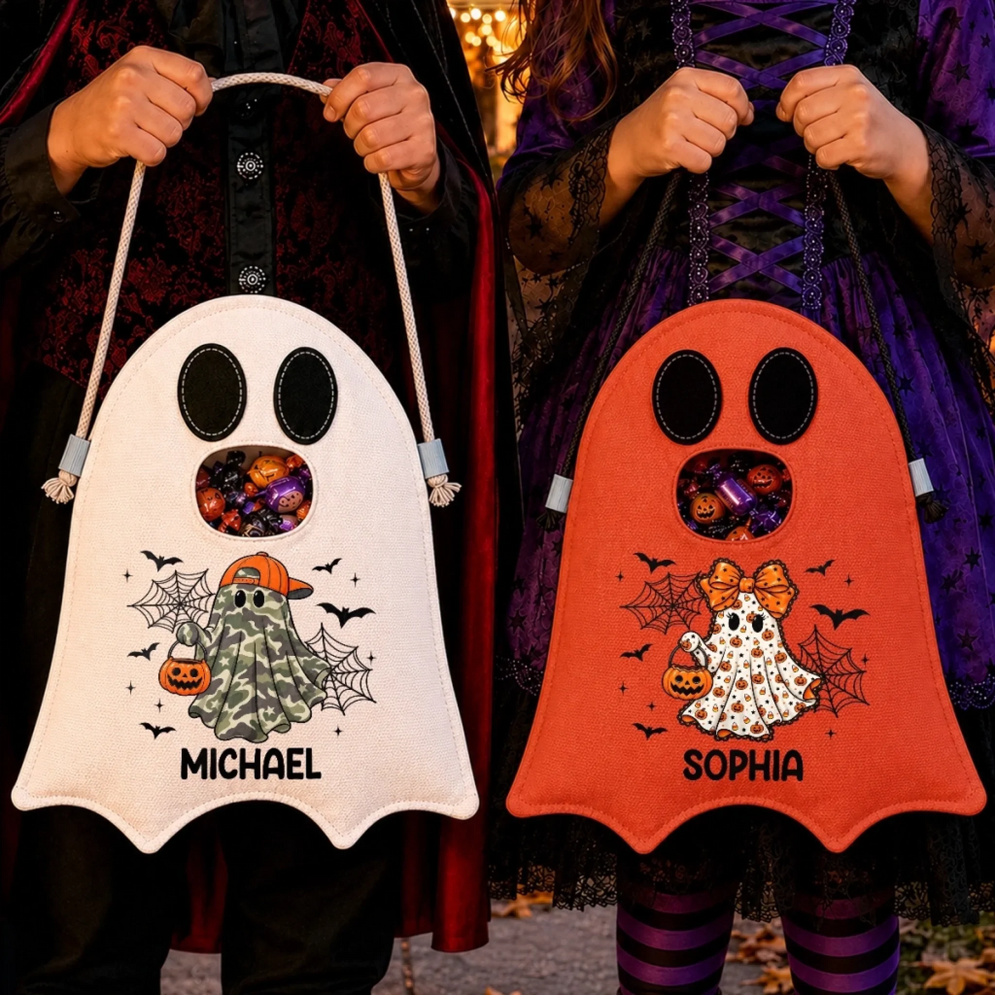 Custom Ghost Bag - Personalized Halloween Birthday Gifts For Kids - Little Monster Candy Bag