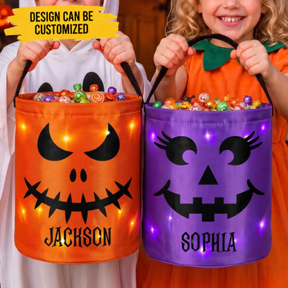 Custom LED Light Bucket Bag - Personalized Halloween Birthday Gifts For Kids - Little Boo Energy