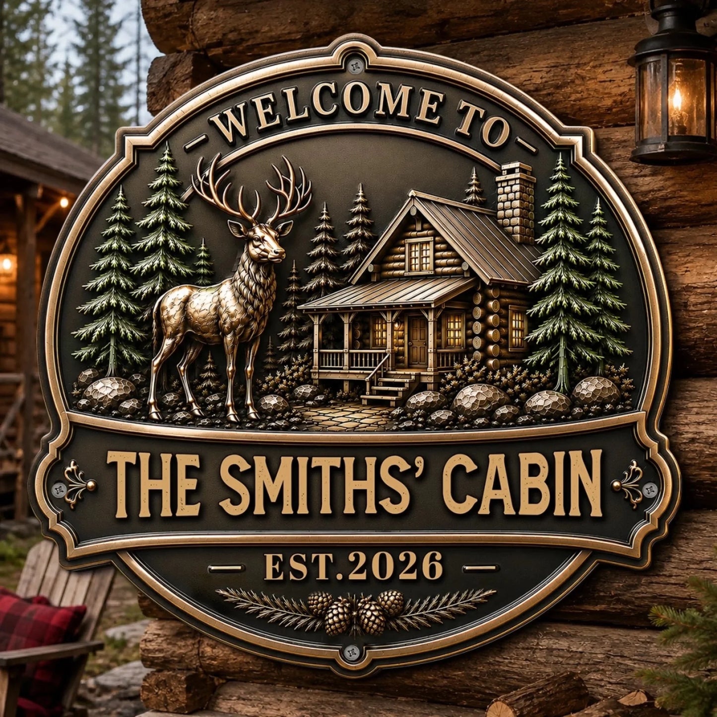 Custom Cabin Shaped Metal Sign - Personalized Summer Vacation And Travel Gifts For Mom, Dad, Brother, Sister - Cozy Days Happy Ways