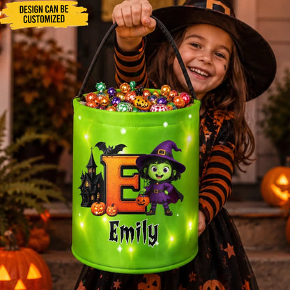 Custom LED Light Bucket Bag - Personalized Halloween Birthday Gifts For Kids - Mini Monster