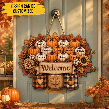 Fall Hugs From Our Family - Personalized Wood Sign