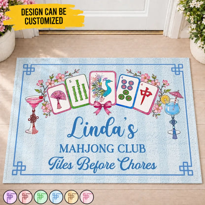 Custom Mahjong Home Decor Decorative Mat - Personalized Gifts For Mahjong Players, Granddaughter, Grandma, Mom, Wife, Daughter, Besties, Sisters, Yourself - Play Tiles, Forget Chores