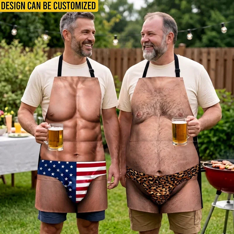 Custom Funny Patriotic Apron With Pocket - Personalized Birthday Gifts For Husband, Son, Grandson, Brother, Grandpa, Dad, Yourself - Kiss The Cook