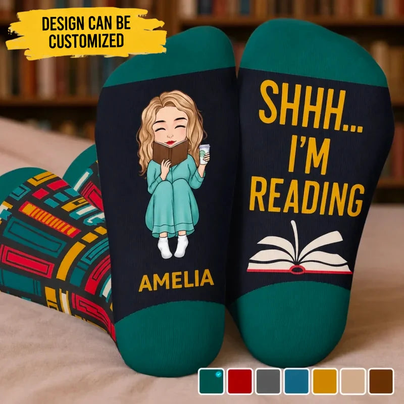 Custom Crew Socks - Personalized Bookish Gifts For Book Lovers, Bookworms, Readers - Keeping Up With My Reading Game