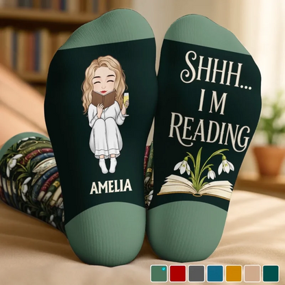 Custom Crew Socks - Personalized Bookish Gifts For Book Lovers, Bookworms, Readers - Busy Reading