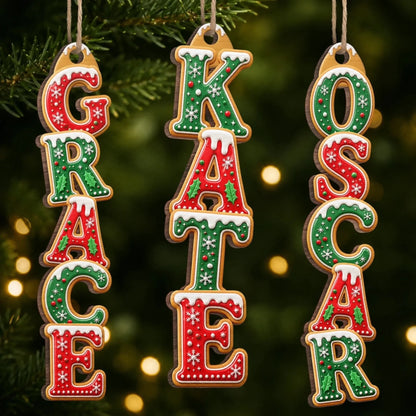 Custom Letter Wooden Ornament - Personalized Christmas Birthday Gifts For Mom, Dad, Brother, Sister - Gathered For Holiday Cheer