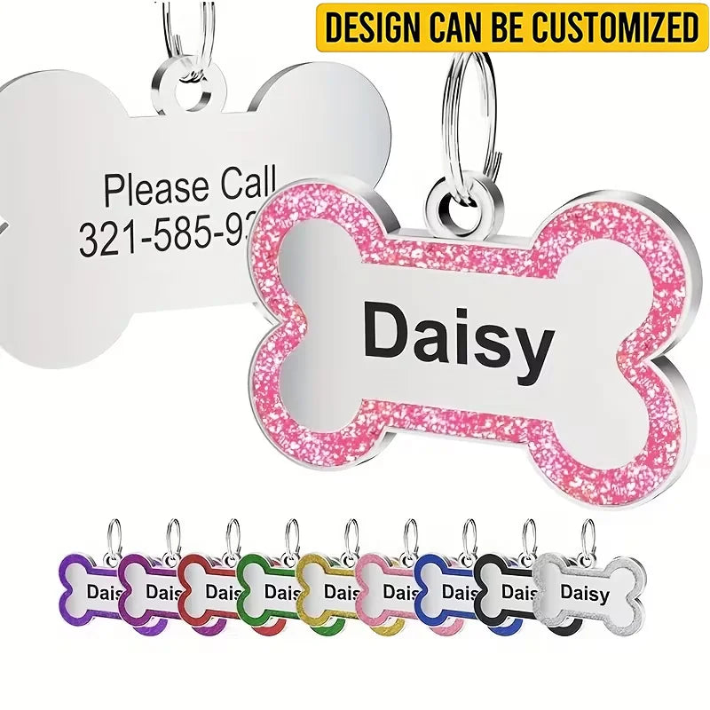 Custom Stainless Steel ID Name Pendant - Personalized Pet Name and Phone Number - ID Tag for Dogs