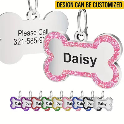 Custom Stainless Steel ID Name Pendant - Personalized Pet Name and Phone Number - ID Tag for Dogs