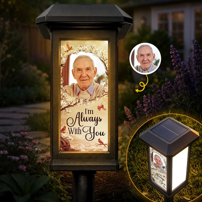 Custom Photo Solar Garden Light - Personalized Memorial Sympathy Gifts For Loss Of Mom, Dad - Gone From Sight Not From Heart
