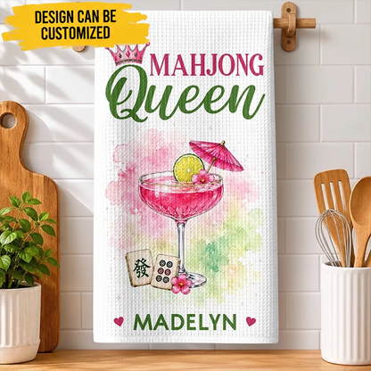 Custom Mahjong Kitchen Towel - Personalized Birthday Gifts For Mahjong Players, Mom, Dad, Brother, Sister - Lovely Times