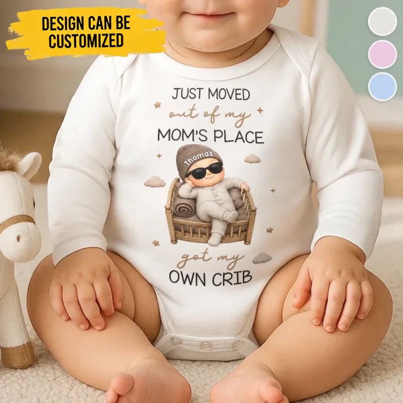 Custom Long Sleeve Baby Onesie - Personalized Christmas Baby Shower, Gender Reveal Gifts For New Moms, New Dads, New Parents - Living In My Own Crib