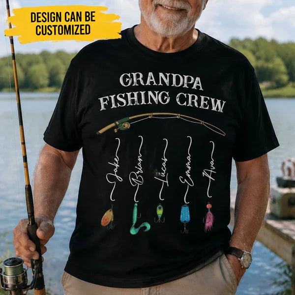 Grandpa Fishing Crew Colorful Front Print - Personalized Shirt