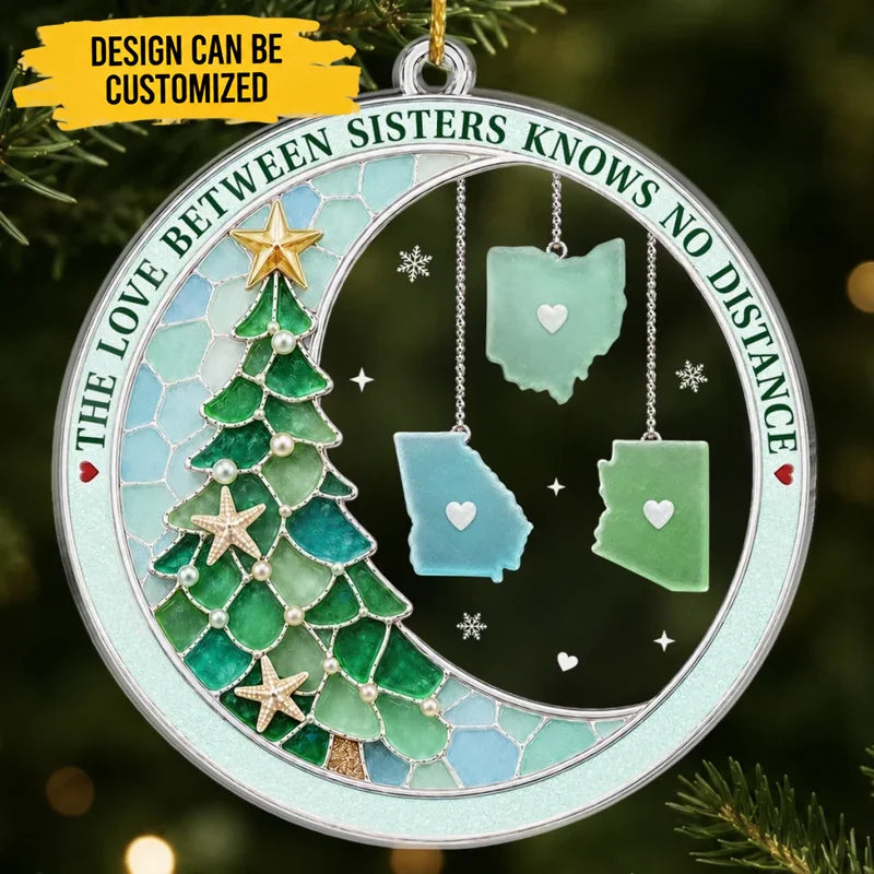 Custom Acrylic Ornament - Personalized Best Friend Christmas Birthday Gifts For Women, Besties, Sisters, BFF - Wish You Lived Closer