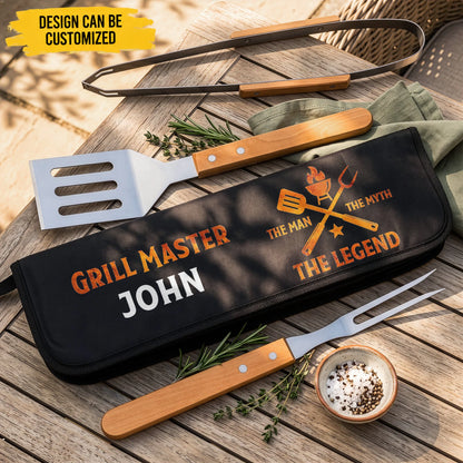 Grill Master, The Man The Myth The Legend - Personalized BBQ Tool Set